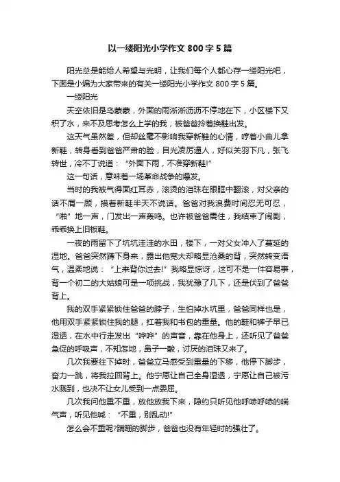 以一缕阳光小学作文800字5篇