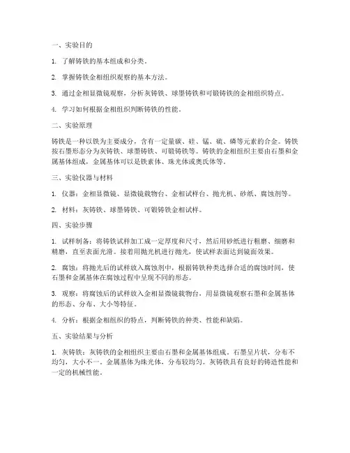 铸铁金相组织实验报告