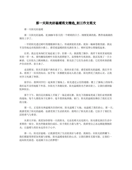 那一天阳光好温暖范文精选_初三作文范文