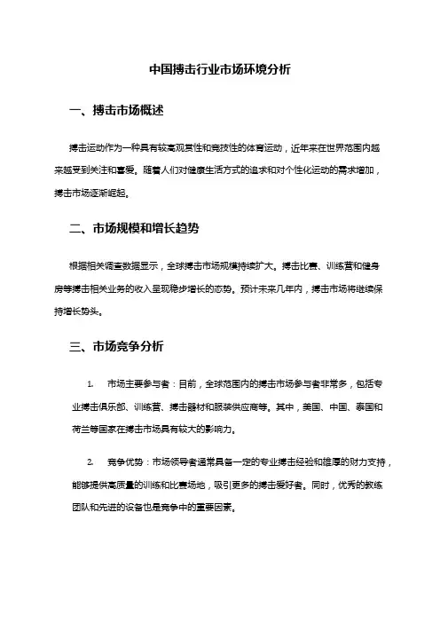 中国搏击行业市场环境分析
