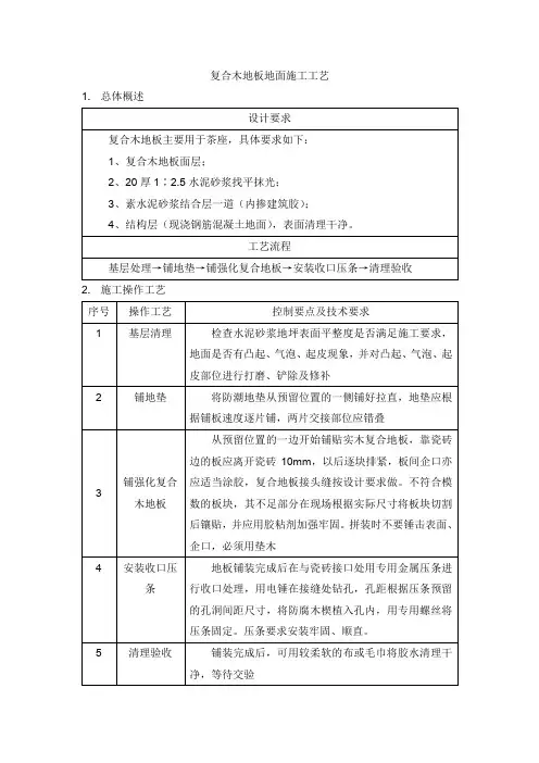 复合木地板地面施工工艺