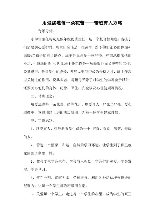 用爱浇灌每一朵花蕾——带班育人方略