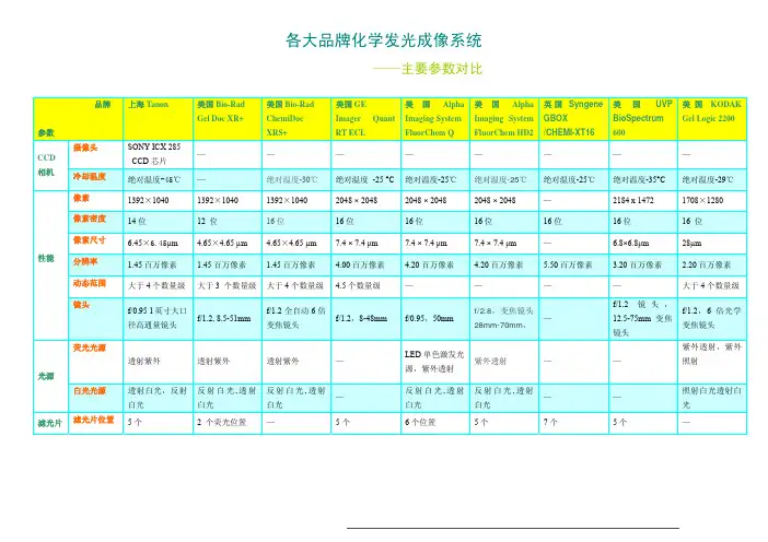 品牌化学发光成像系统对比