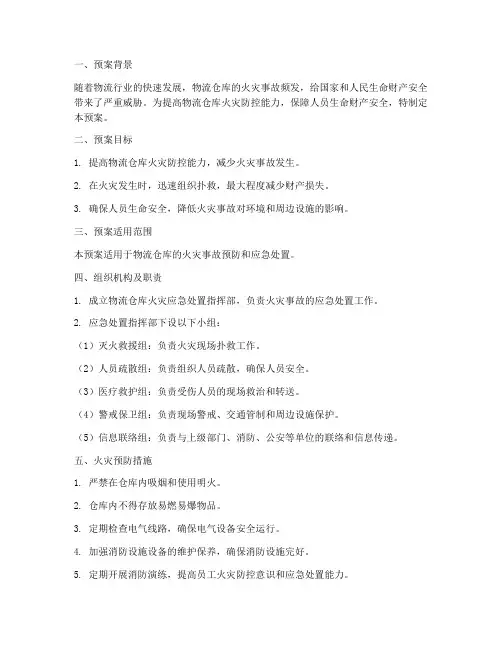 物流仓库火灾应急预案
