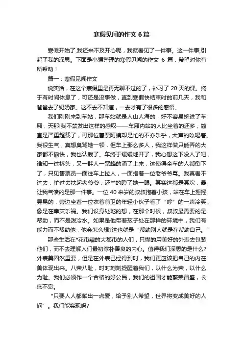 寒假见闻的作文6篇