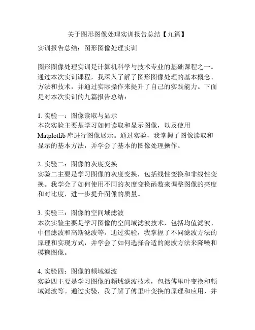 关于图形图像处理实训报告总结【九篇】