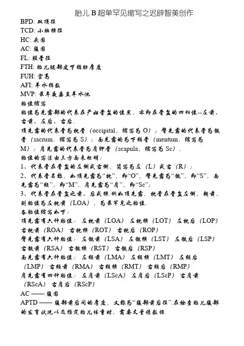 B超单英文缩写释义
