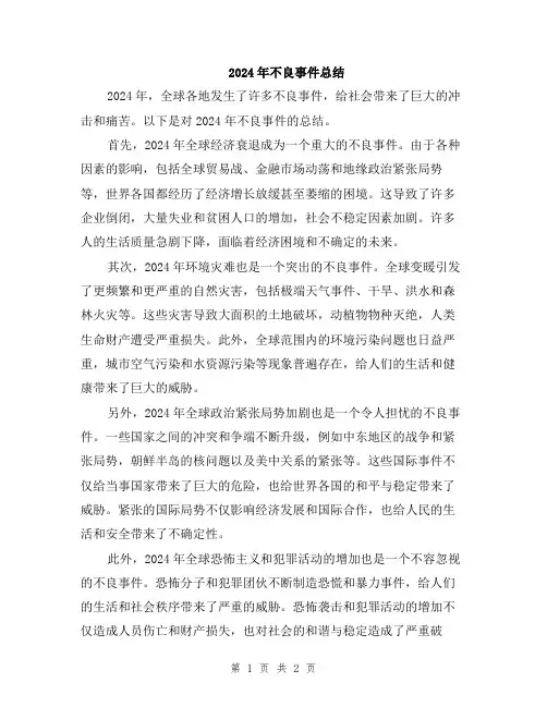 2024年不良事件总结