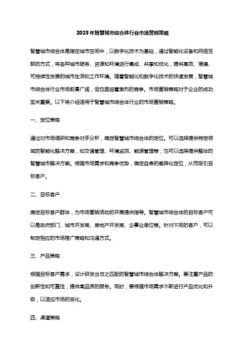 2023年智慧城市综合体行业市场营销策略