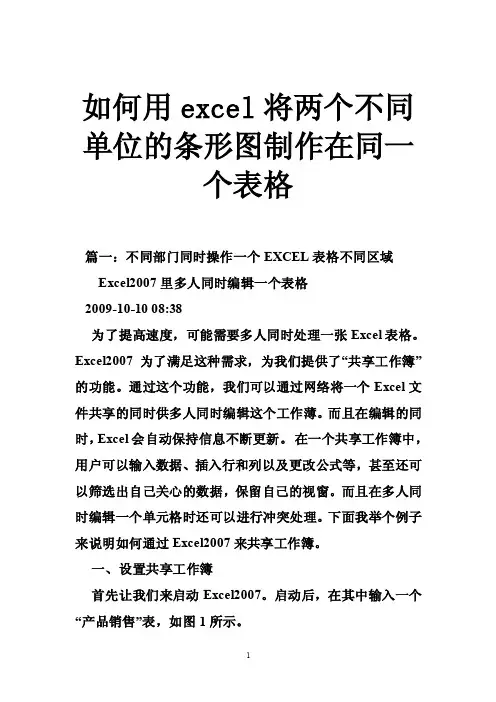 如何用excel将两个不同单位的条形图制作在同一个表格