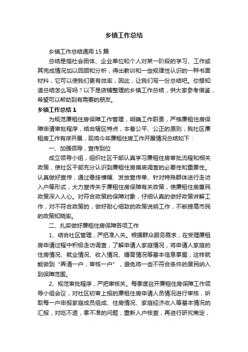 乡镇工作总结