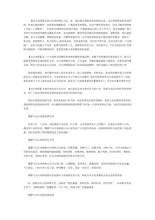 功夫鸡排简介