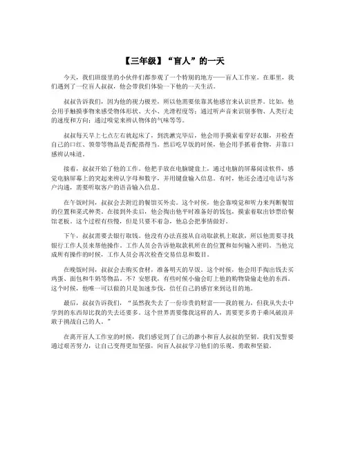 【三年级】“盲人”的一天