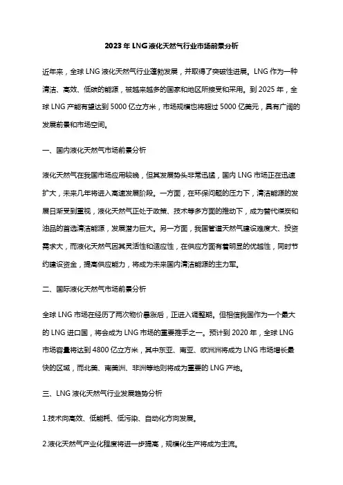 2023年LNG液化天然气行业市场前景分析