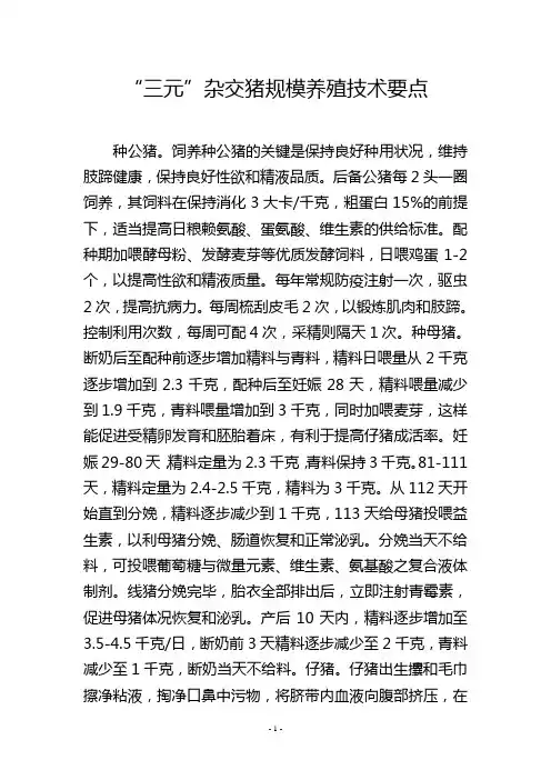 “三元”杂交猪规模养殖技术要点