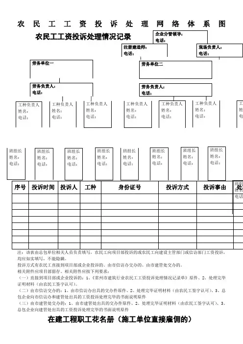 农民工工资投诉处理网络体系图