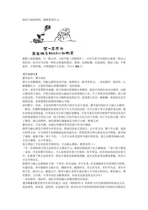 高考语文满分作文范例及解析--静待花开,静守成长