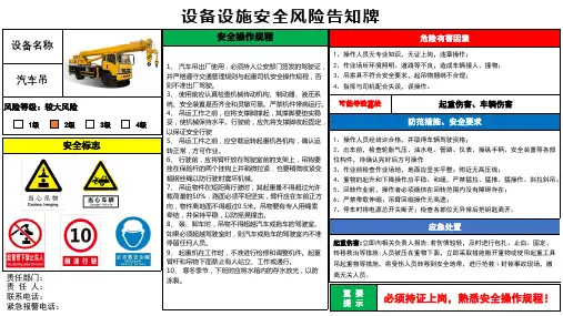 设备设施安全风险告知牌 (汽车吊)
