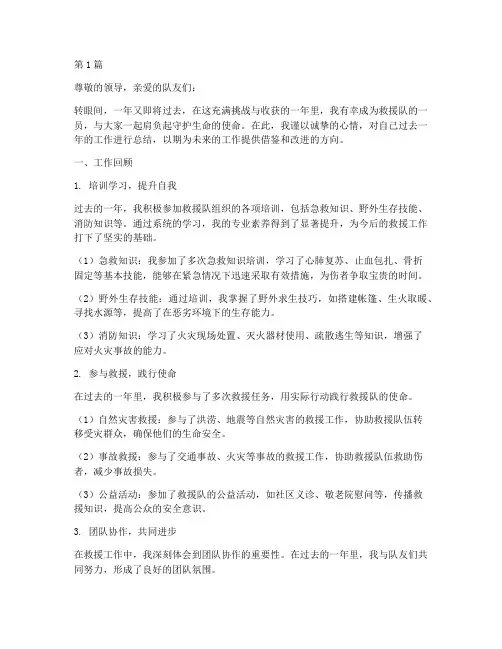 救援队年度个人总结范文(3篇)