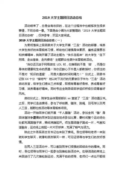 2019大学主题团日活动总结