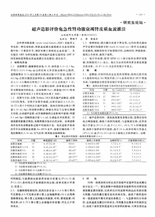 超声造影评价兔急性肾功能衰竭肾皮质血流灌注
