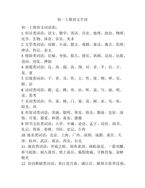 初一上册语文字词