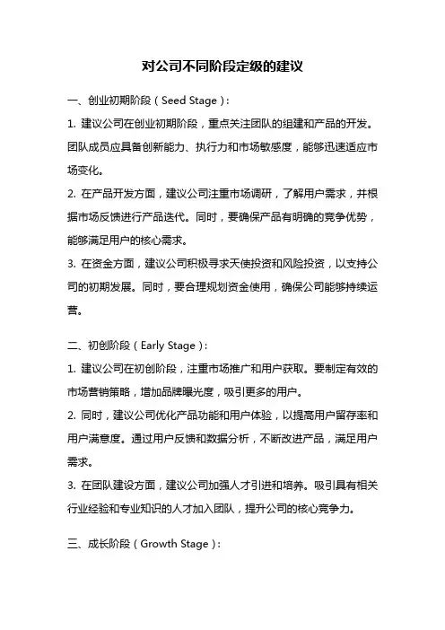 对公司不同阶段定级的建议