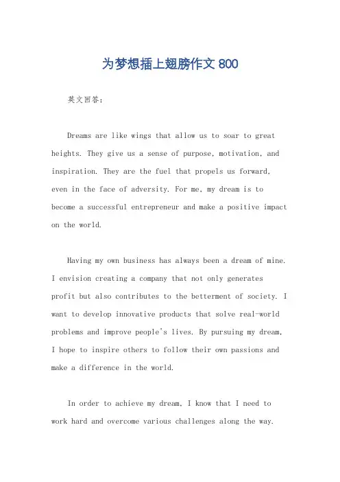 为梦想插上翅膀作文800