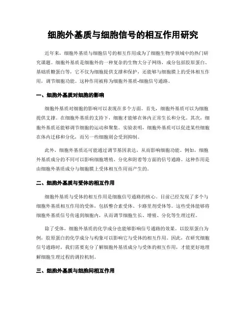 细胞外基质与细胞信号的相互作用研究