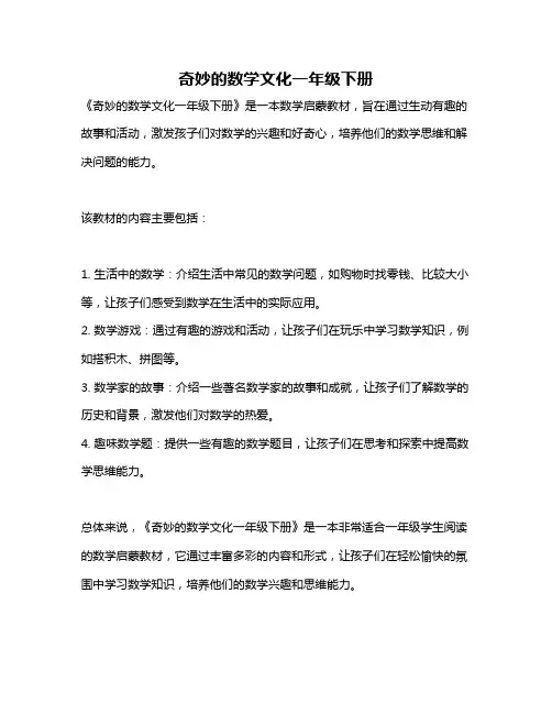 奇妙的数学文化一年级下册
