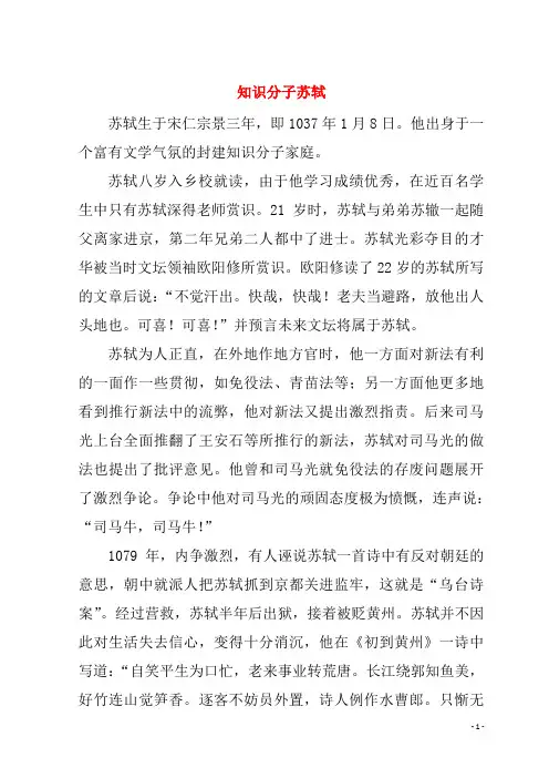 2020年高考语文第三单元3.9赤壁赋知识分子苏轼素材新人教版必修220190702169