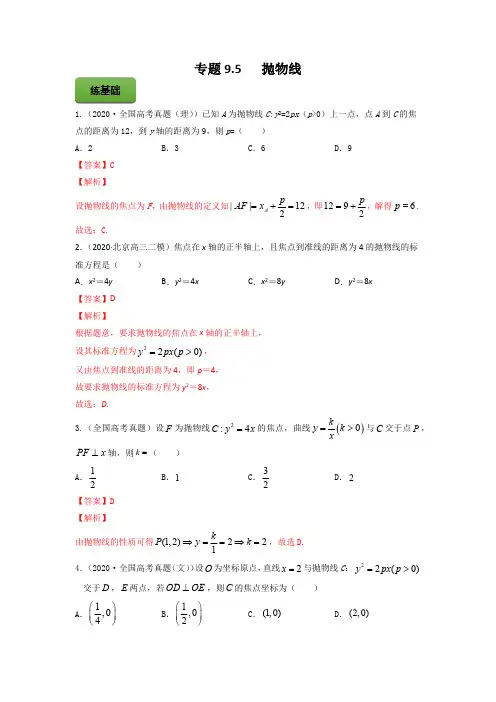 高考数学专题《抛物线》习题含答案解析