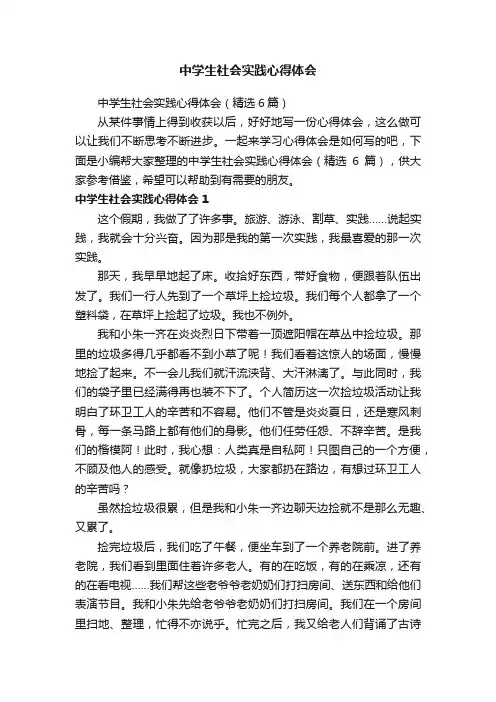中学生社会实践心得体会（精选6篇）