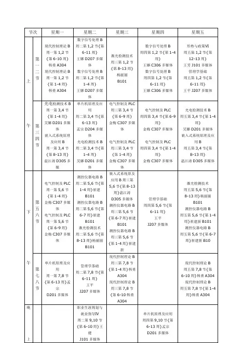 大学课程表模板制作