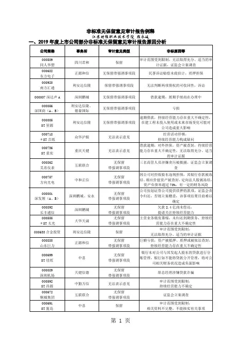 非标准无保留意见审计报告例释共10页文档