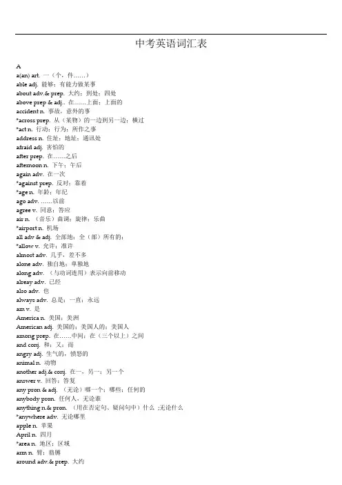 2011年备战中考英语词汇表