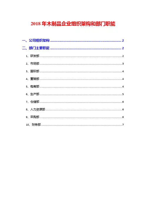 2018年木制品企业组织架构和部门职能