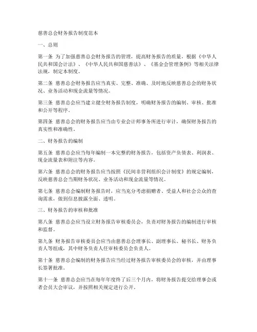 慈善总会财务报告制度范本