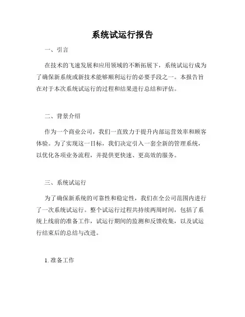 系统试运行报告