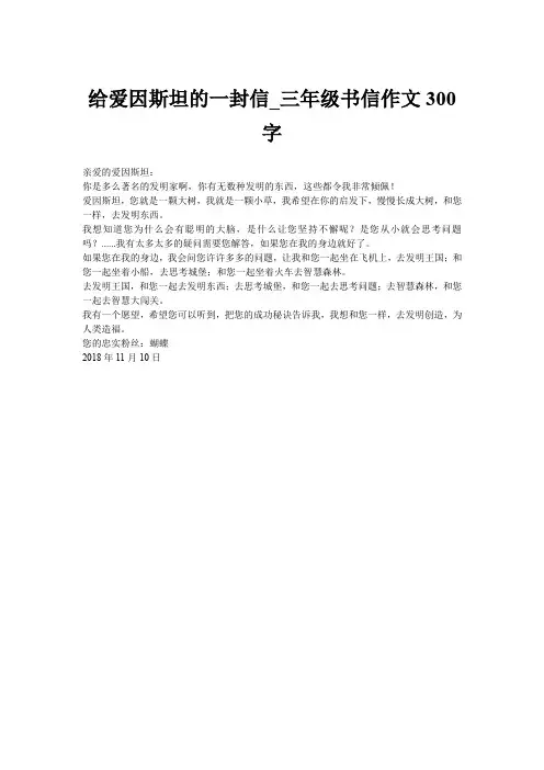 给爱因斯坦的一封信_三年级书信作文300字