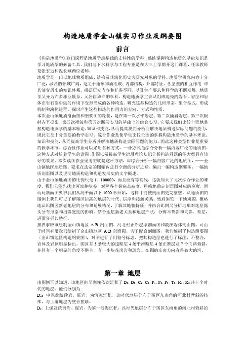 构造地质学金山镇实习作业及纲要图