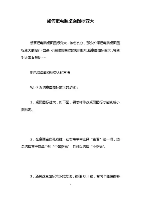 如何把电脑桌面图标变大