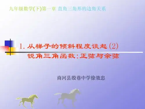 1.1从梯子的倾斜程度谈起(2)锐角三角函数——正弦与余弦0