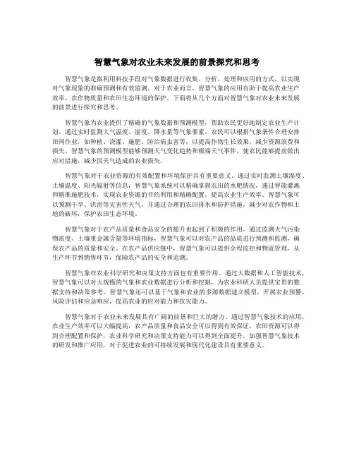 智慧气象对农业未来发展的前景探究和思考