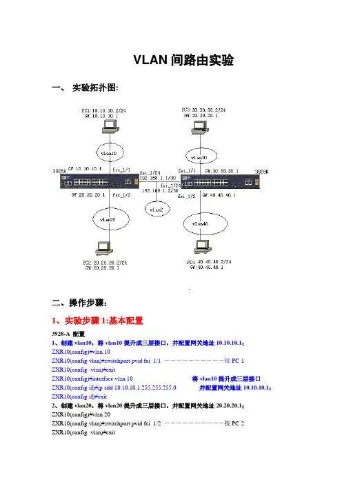 VLAN路由实验(直连和静态)