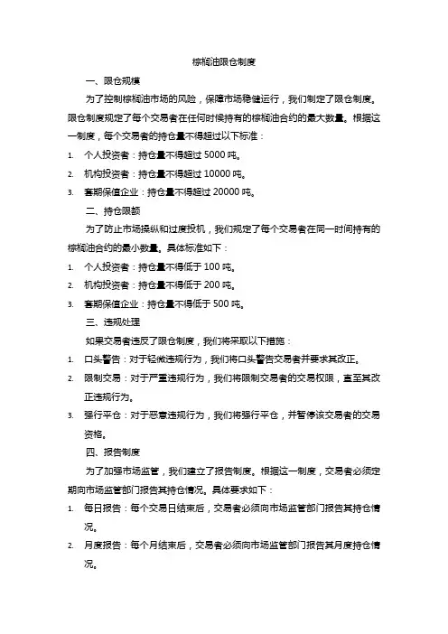棕榈油限仓制度