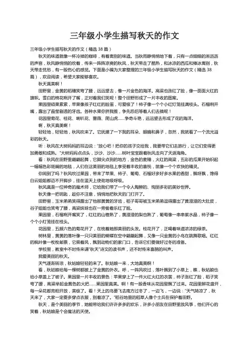 三年级小学生描写秋天的作文（精选38篇）