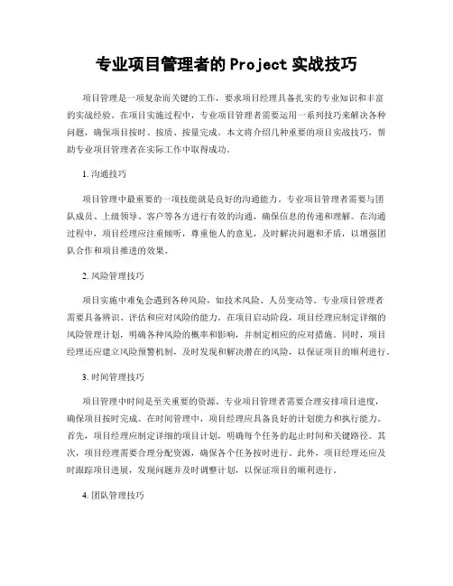 专业项目管理者的Project实战技巧