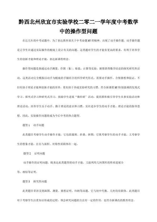 欣宜市实验学校二零二一学年度九年级数学中考第二轮专题复习第四讲操作型问题 试题