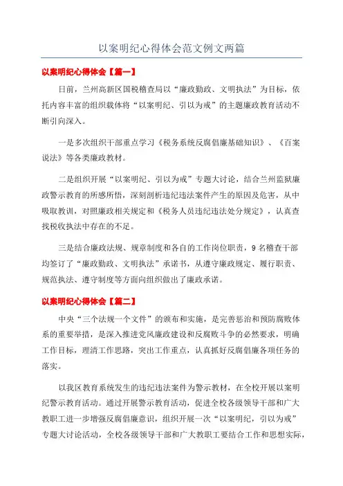 以案明纪心得体会范文例文两篇